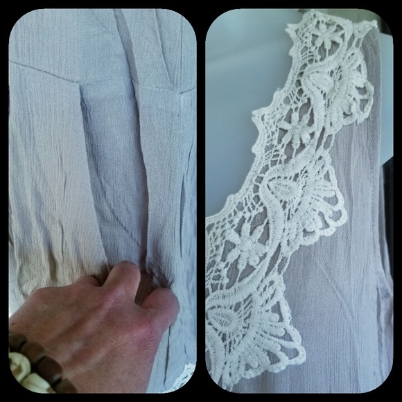 👽 free spirit Boho hippie people Crochet Lace Trim Swing Slip Dress NEW! - Picture 5 of 8